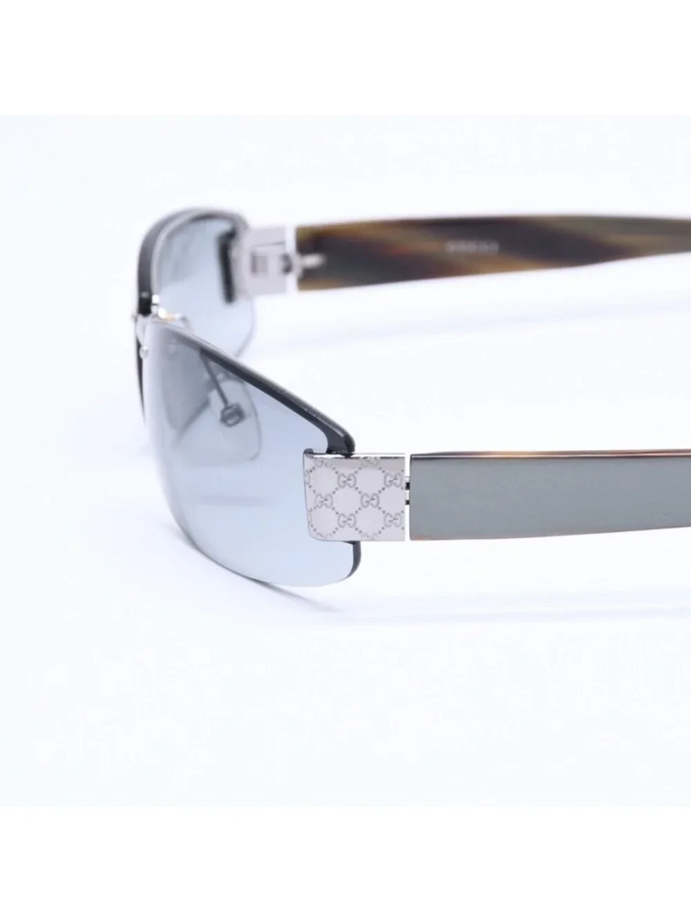 Gucci Sunglasses Eyewear Khaki Lens Temple Silver